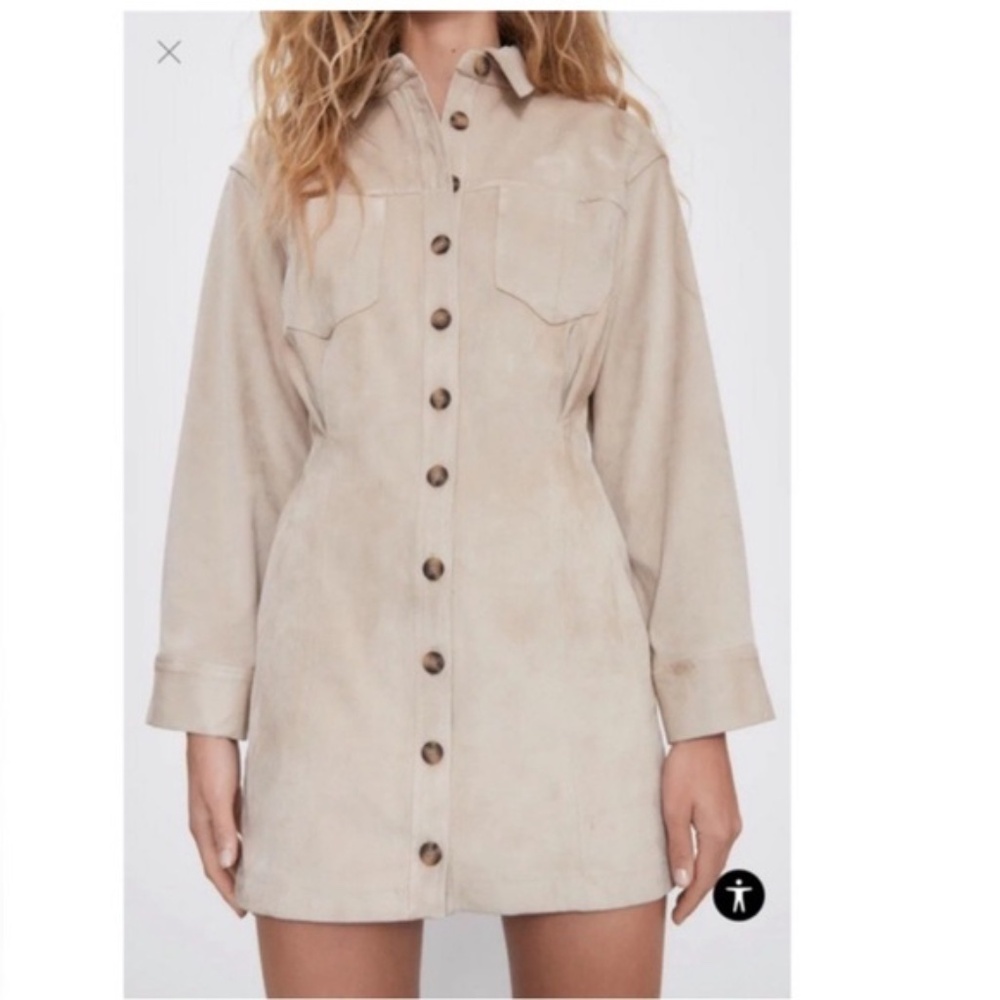 Zara Suede Button Up Dress XS